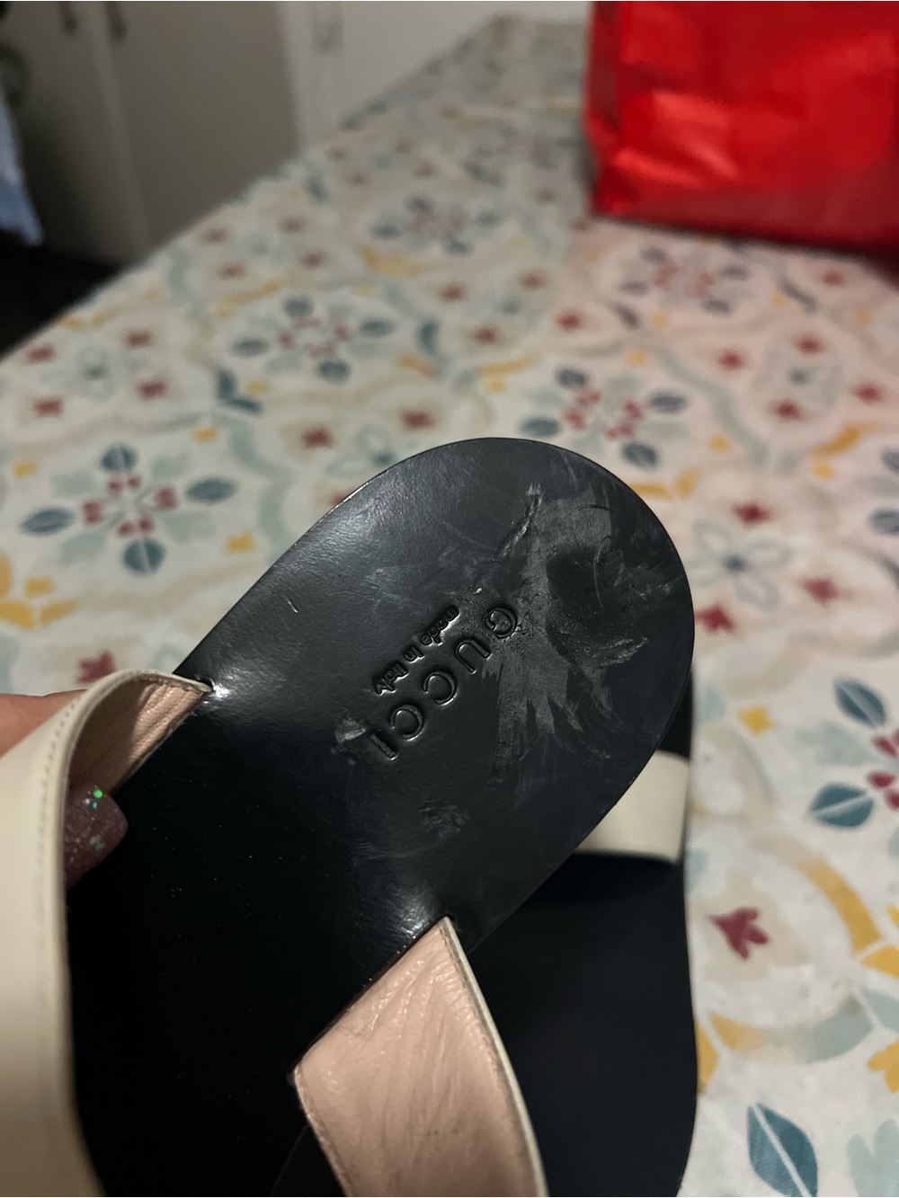 Women’s Gucci Marmont Double G Cream Thong Sandals size 37 size 6 - Picture 6 of 14